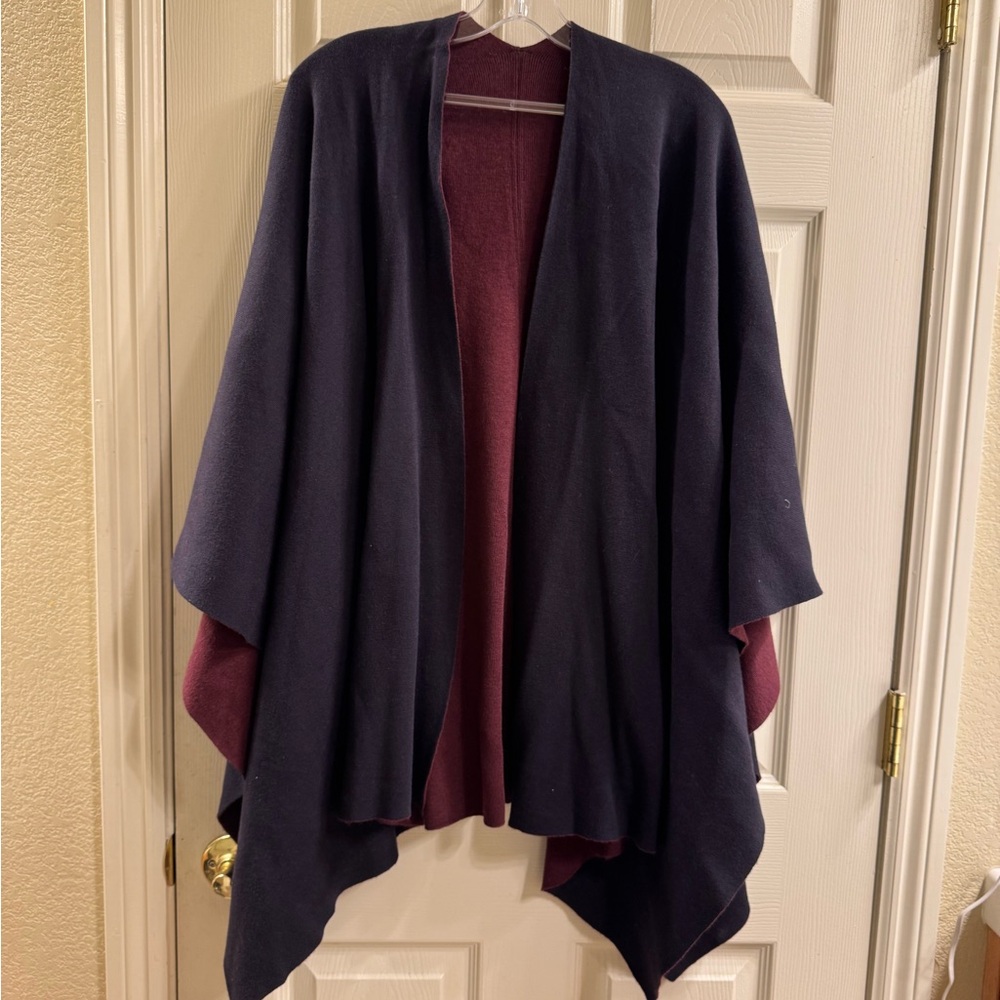 Reversible Navy and Burgundy Wrap Sweater